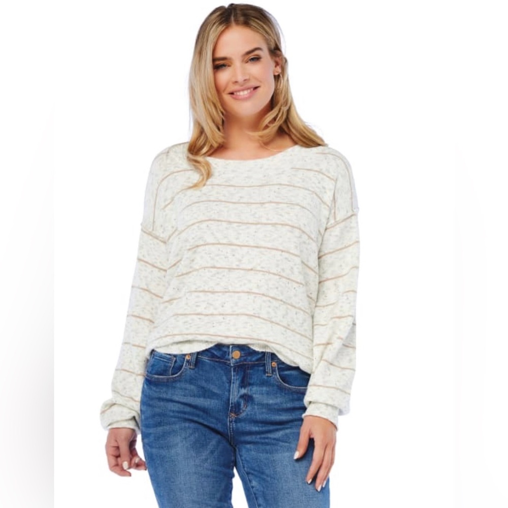 Hem & Thread Speckled Knit Striped Sweater